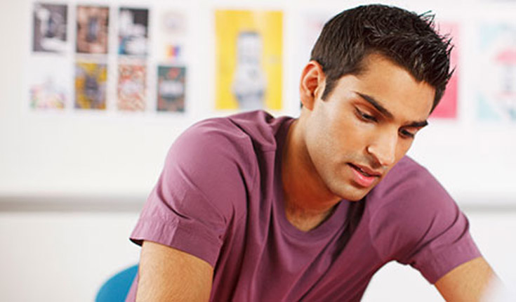 Student looking down