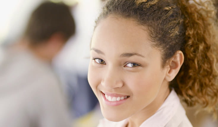 Woman smiling with ponytail