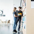 couple at bookshelf